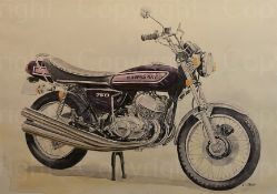 Kawasaki 750 H2. Fire Breathing Two- Stroke Metal Wall Art