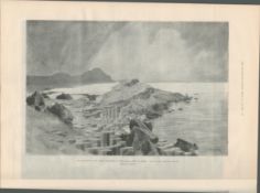 1898 Woodgrain Antique Print The Giant Causeway Ireland