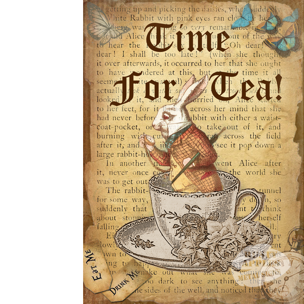 Alice In Wonderland Large Metal Sign "" Time For Tea""