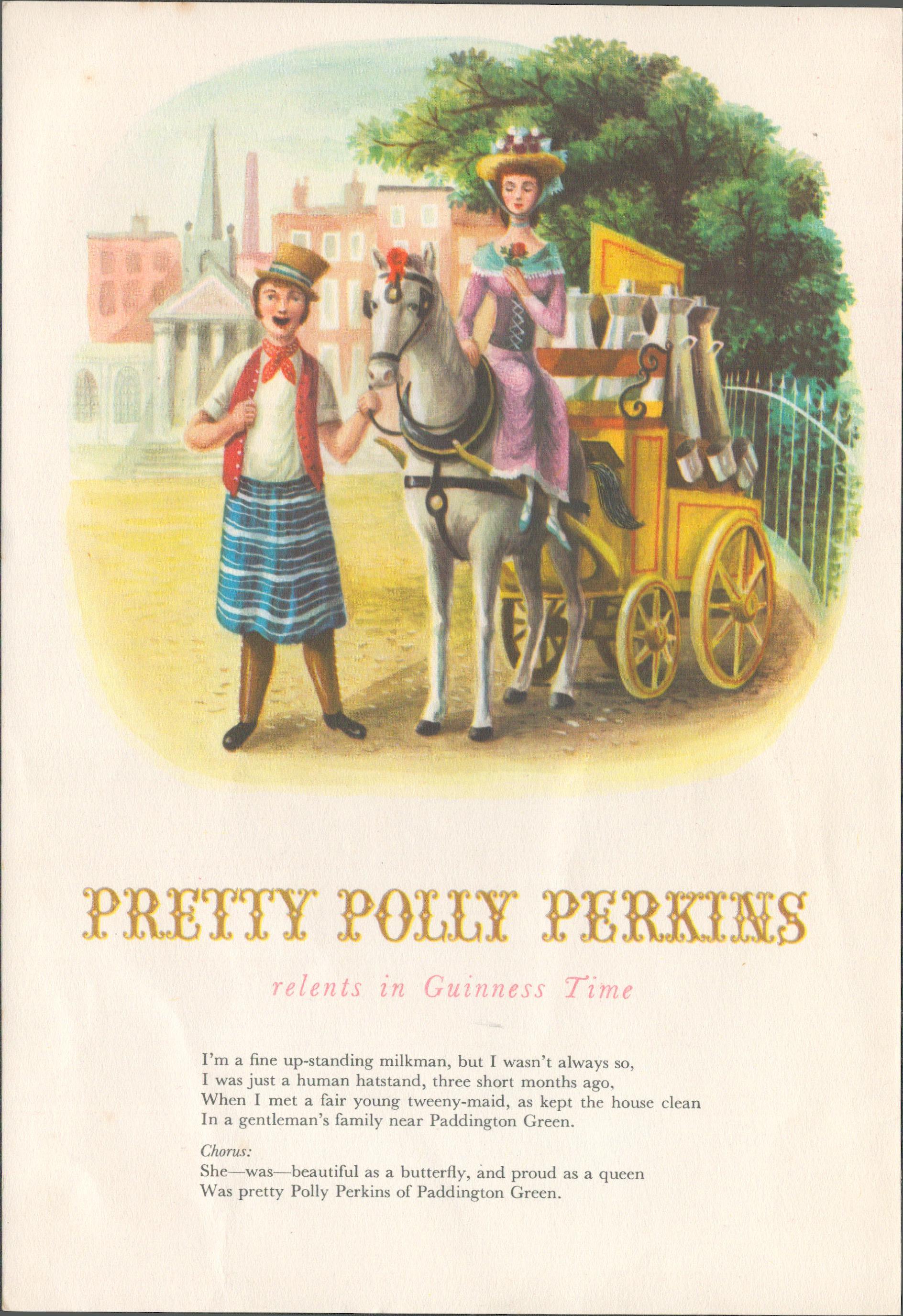 Double Sided Guinness Illustration Page 1953 ""Pretty Polly Perkins" "A Genuine Double Sided