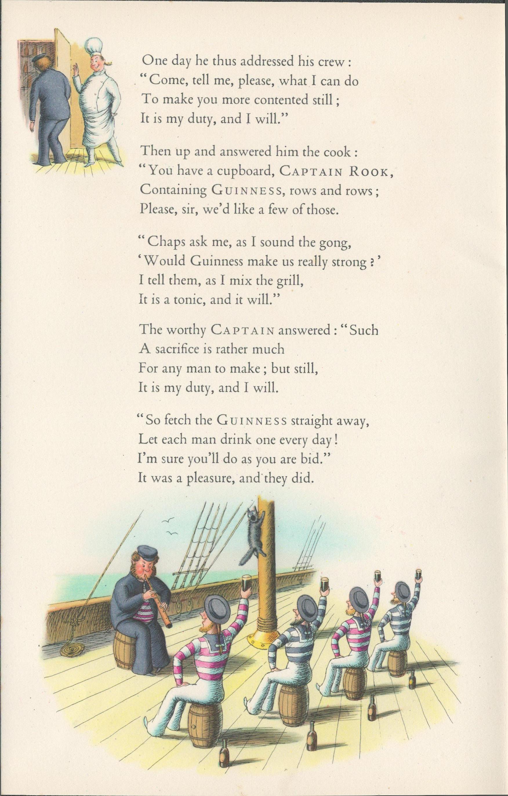 Double Sided Guinness Print 1939 80 Yrs. Old ""Kind Captain Rook" "A Genuine Double Sided Lithograph - Image 2 of 2