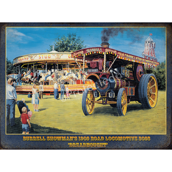 Fairground Rides & Stalls Metal Sign ""Burrell Showman's Dreadnought" "Vintage Reproduction Designed