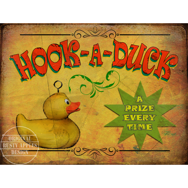 Reproduction Fairground Rides & Stalls Metal Sign ""Hook A Duck" "Vintage Reproduction Designed