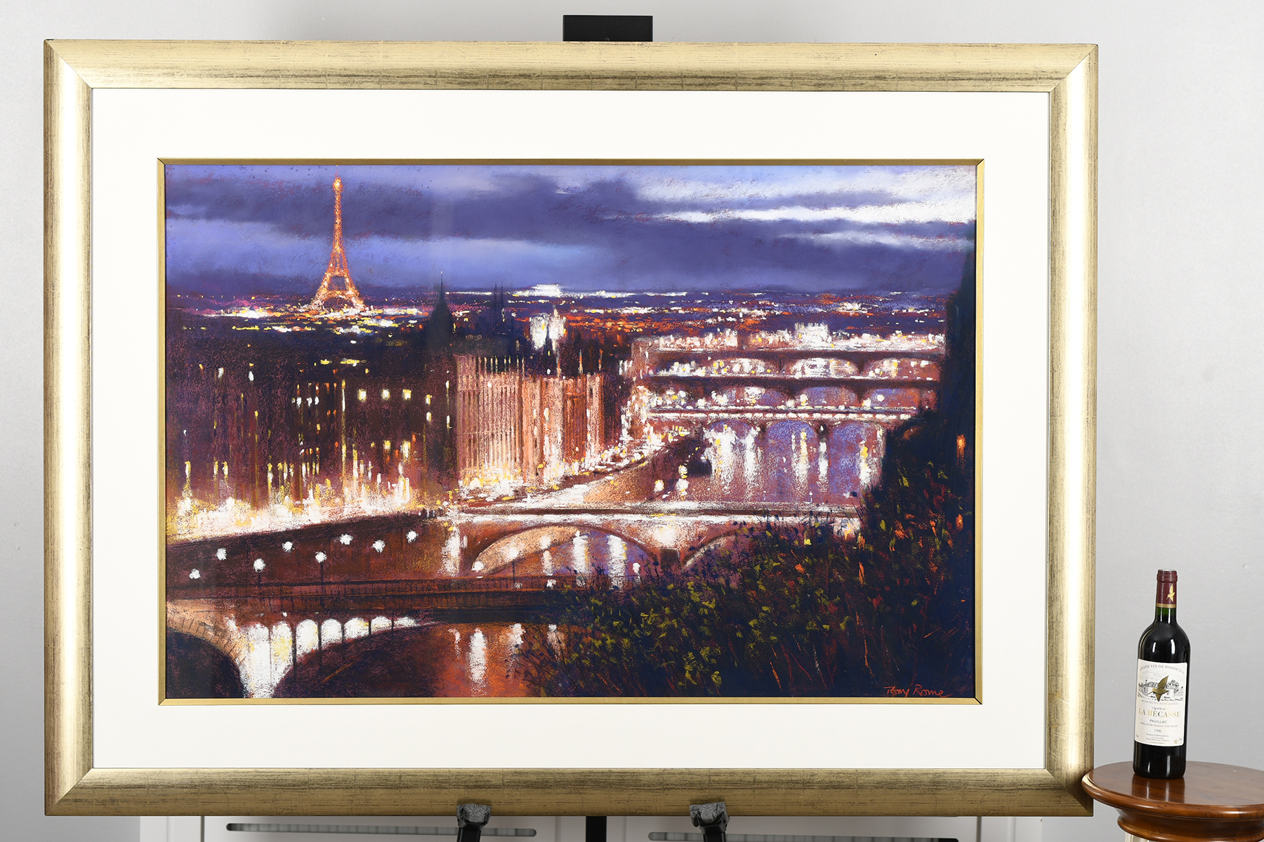Original Tony Rome Large Pastel Painting """"Paris at Night"""". - Image 9 of 9