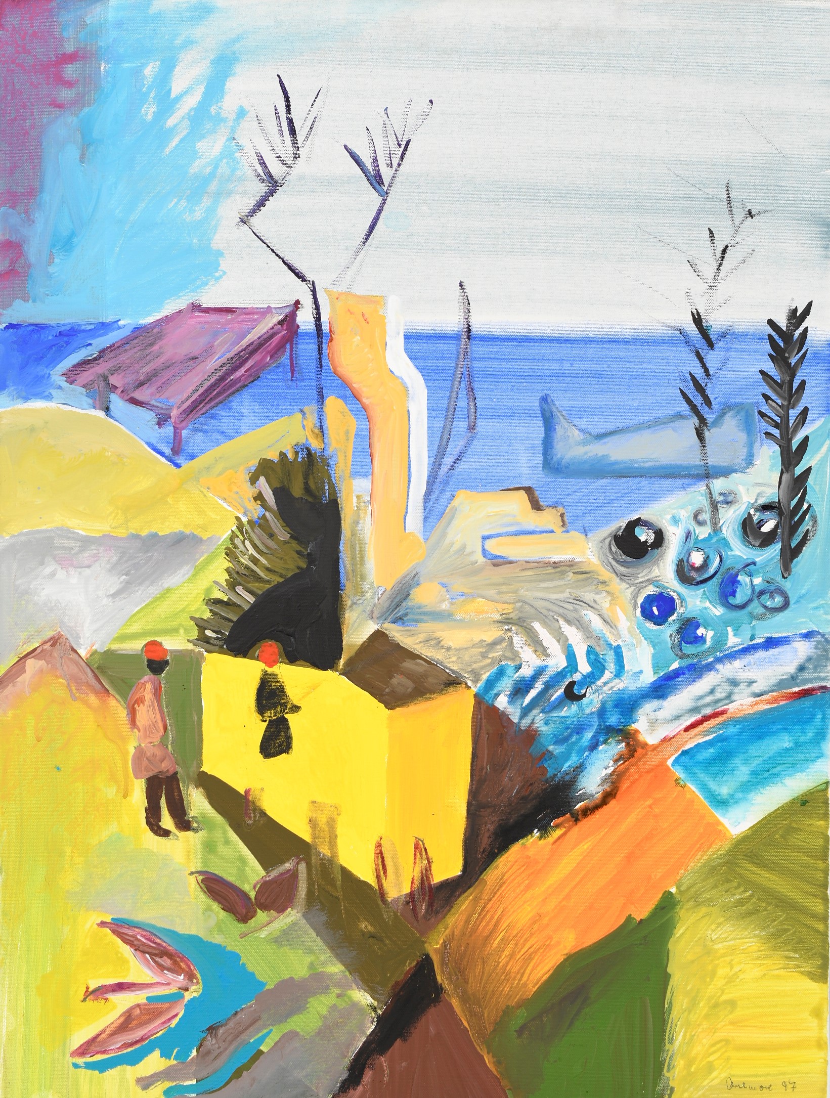 Oil on Canvas Coastal Scene.
