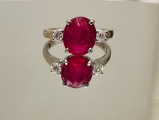 Natural Burmese Ruby Ring 2.93 Ct With Natural Diamonds & 18kGold