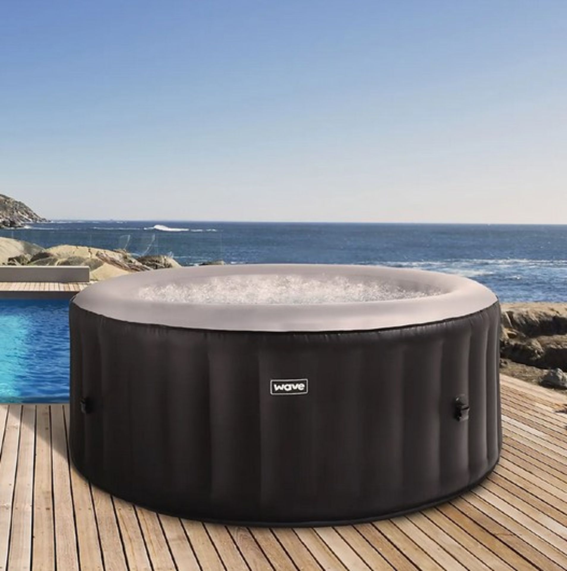 (9/Mez) RRP £455. Wave Atlantic 4 Person Hot Tub Solid Black With Pump. (Unchecked Direct Warehou...