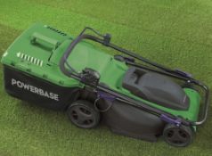 (59/Mez) RRP £80. Powerbase 37cm 1600W Electric Rotary Lawn Mower.