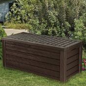 (7/Mez) RRP £170. Keter Westwood Outdoor Garden Storage Box 570L – Brown (Dimensions H64.40x W72...