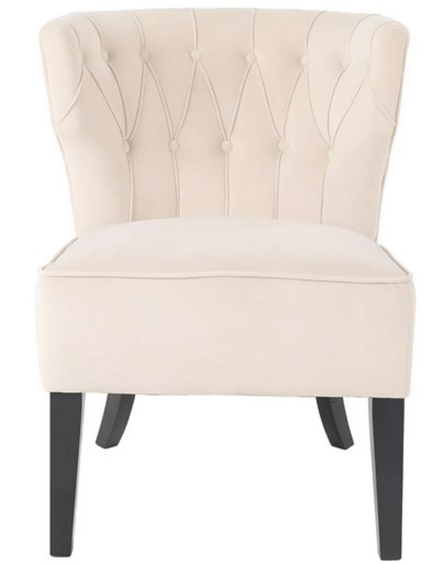 (63/Mez) RRP £145. Sadie Velvet Occasional Chair Ivory. Button Backrest, Piped Edge Detailing. Ac... - Image 2 of 7