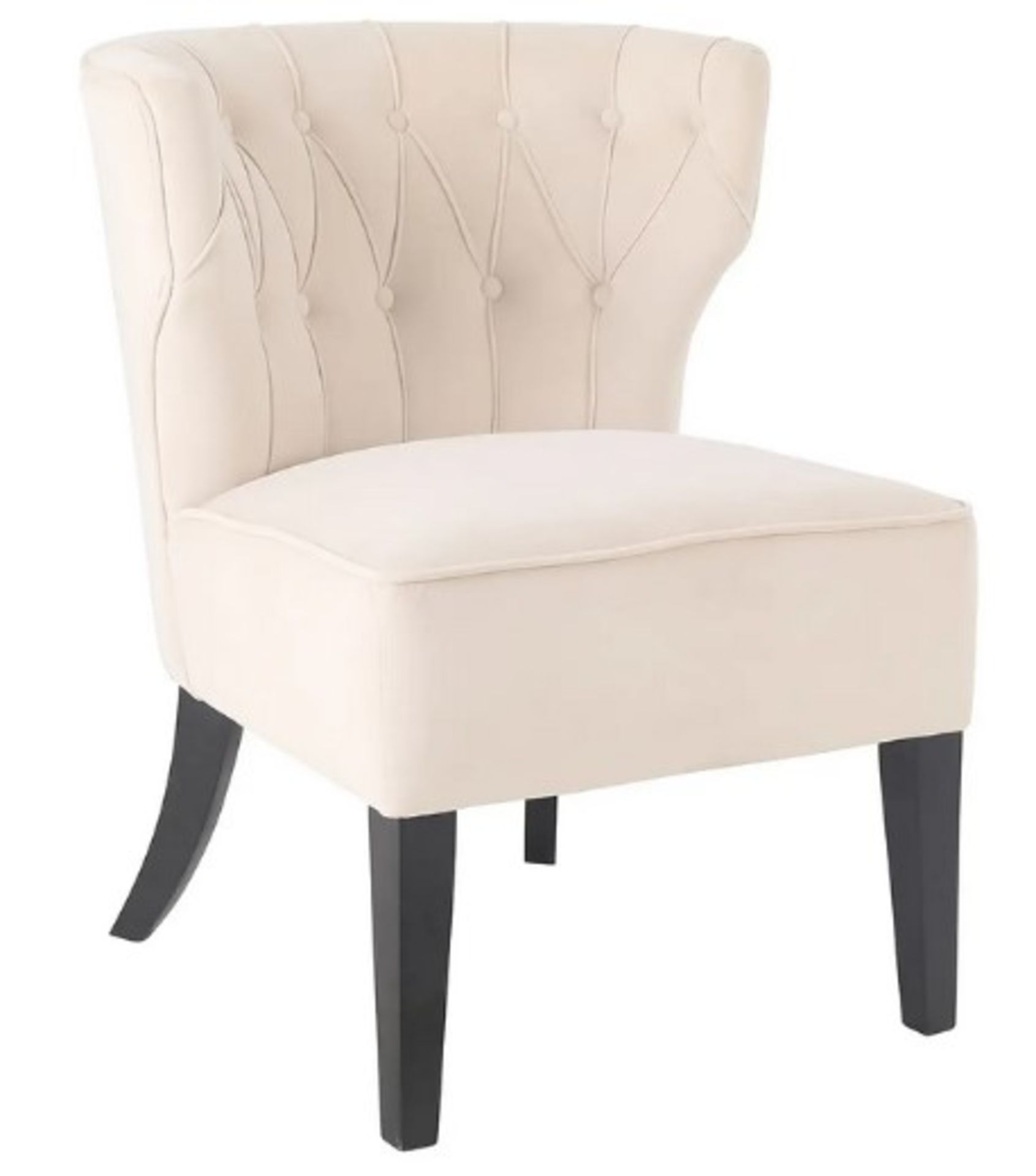 (63/Mez) RRP £145. Sadie Velvet Occasional Chair Ivory. Button Backrest, Piped Edge Detailing. Ac...