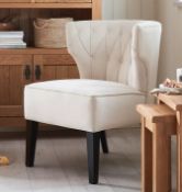 (65/Mez) RRP £145. Sadie Velvet Occasional Chair Ivory. Button Backrest, Piped Edge Detailing. Ac...