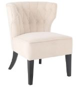 (66/Mez) RRP £145. Sadie Velvet Occasional Chair Ivory. Button Backrest, Piped Edge Detailing. Ac...