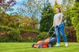 (90/Mez) RRP £269. Flymo EasiStore 340 Li 34cm Battery Powered Rotary Lawnmower. (2x Battery & 1x...