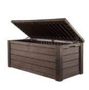 (15/Mez) RRP £170. Keter Westwood Outdoor Garden Storage Box 570L – Brown (Dimensions H64.40x W7...