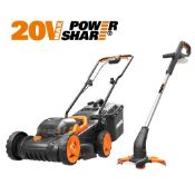 (88/Mez) RRP £240. Worx WG927E Cordless 40V 34cm Mower & 25cm 2-In-1 Grass Trimmer / Edger. (2x...