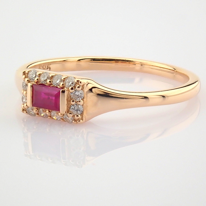 Certificated 14K Rose/Pink Gold Diamond & Ruby Ring / Total 0.28 ct - Image 6 of 7