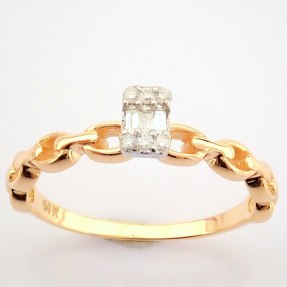 Certificated 14K Rose/Pink Gold Diamond Ring / Total 0.07 ct