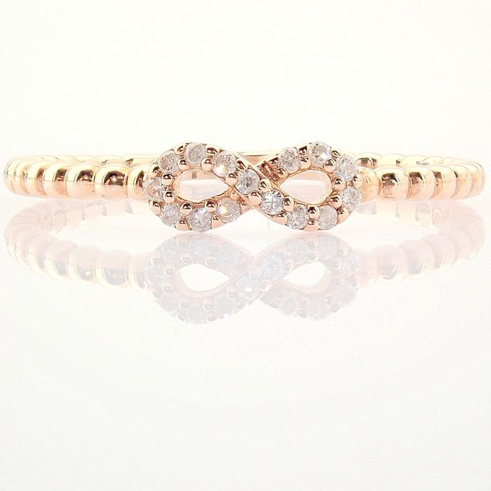 Certificated 14K Rose/Pink Gold Diamond Ring / Total 0.06 ct