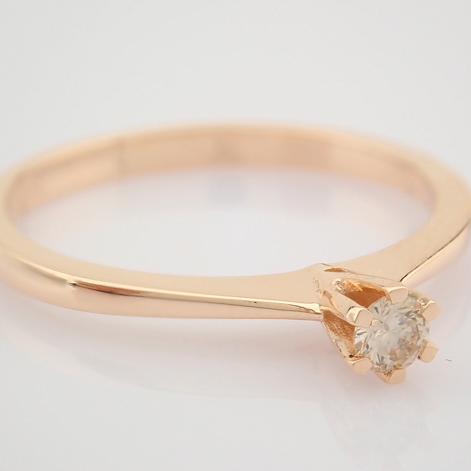 Certificated 14K Rose/Pink Gold Diamond Solitaire Ring / Total 0.1 ct - Image 5 of 8