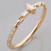 Certificated 14K Rose/Pink Gold Diamond Ring / Total 0.1 ct
