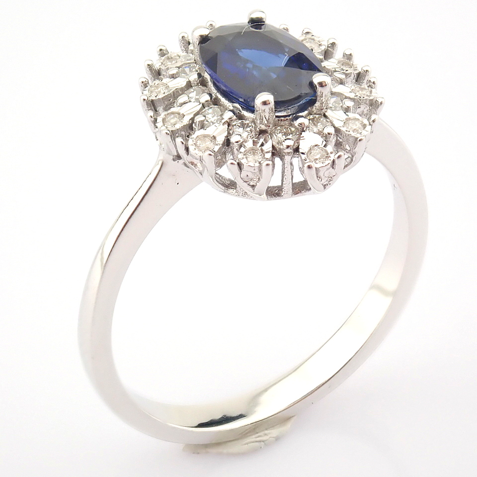 Certificated 14K White Gold Diamond & Sapphire Ring / Total 1.09 ct - Image 4 of 7