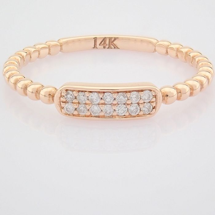 Certificated 14K Rose/Pink Gold Diamond Ring / Total 0.07 ct