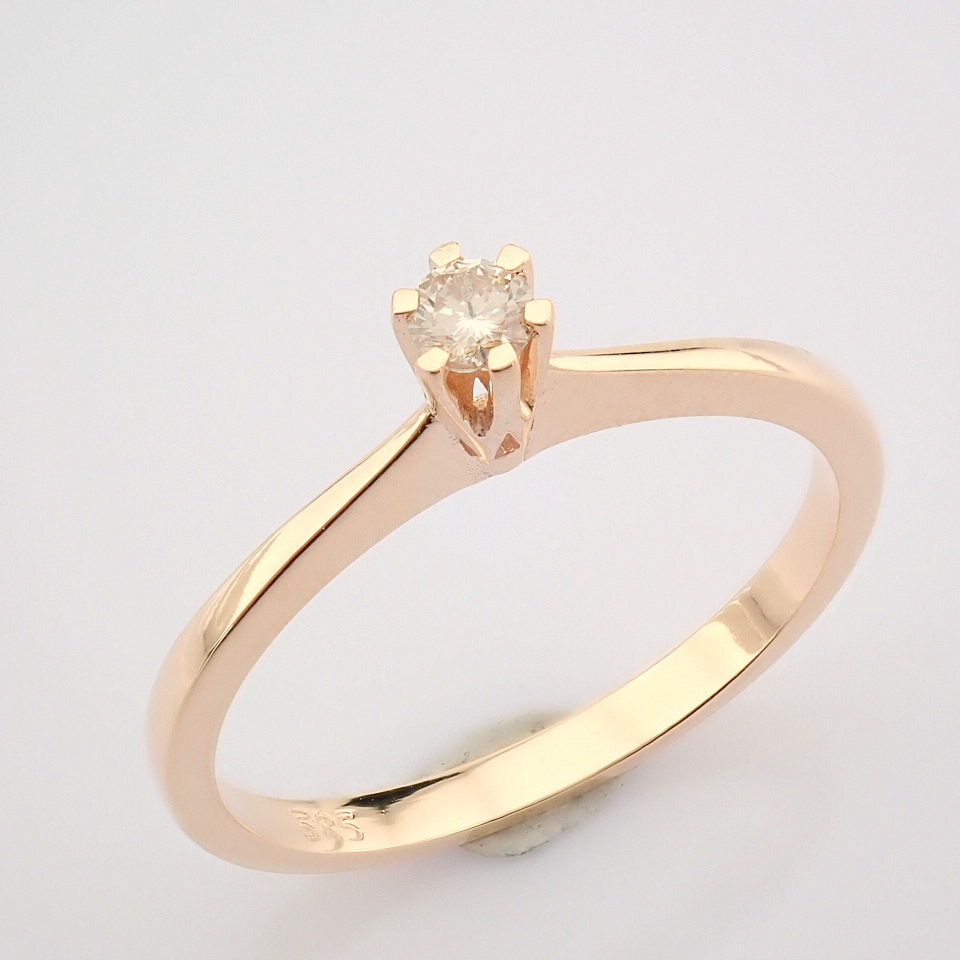 Certificated 14K Rose/Pink Gold Diamond Solitaire Ring / Total 0.1 ct