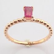 Certificated 14K Rose/Pink Gold Ruby Ring / Total 0.24 ct