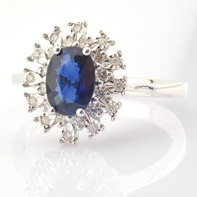 Certificated 14K White Gold Diamond & Sapphire Ring / Total 1.09 ct - Image 7 of 7