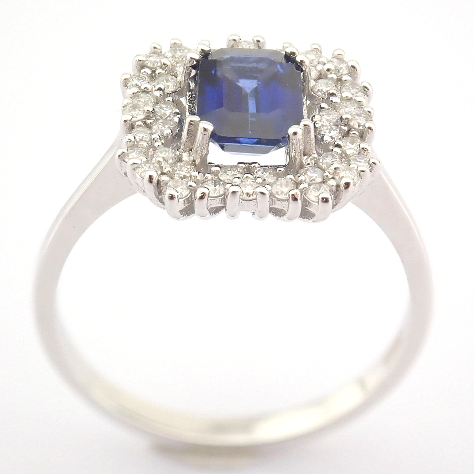 Certificated 14K White Gold Diamond & Sapphire Ring / Total 1.29 ct - Image 3 of 7