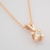 Certificated 14K Rose/Pink Gold Diamond Solitaire Necklace / Total 0.1 ct