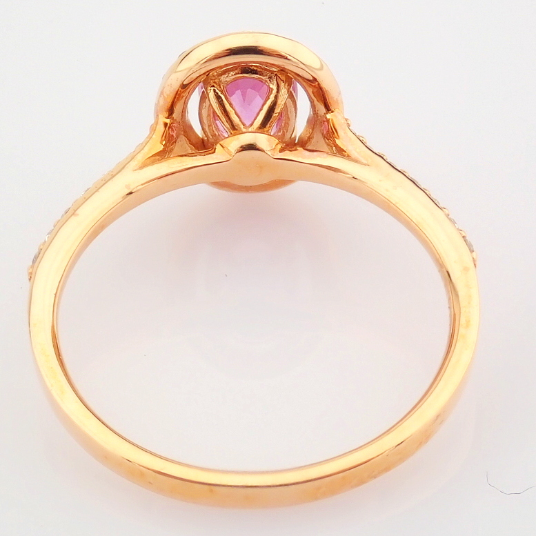 Certificated 14K Rose/Pink Gold Diamond & Pink Sapphire Ring / Total 0.98 ct - Image 4 of 6