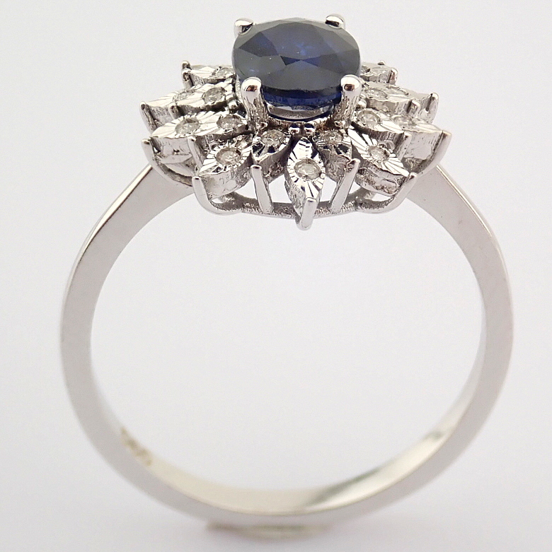 Certificated 14K White Gold Diamond & Sapphire Ring / Total 1.02 ct - Image 3 of 8