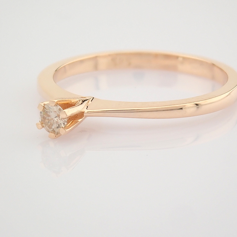 Certificated 14K Rose/Pink Gold Diamond Solitaire Ring / Total 0.1 ct - Image 3 of 8