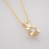 Certificated 14K Yellow Gold Diamond Solitaire Necklace / Total 0.1 ct