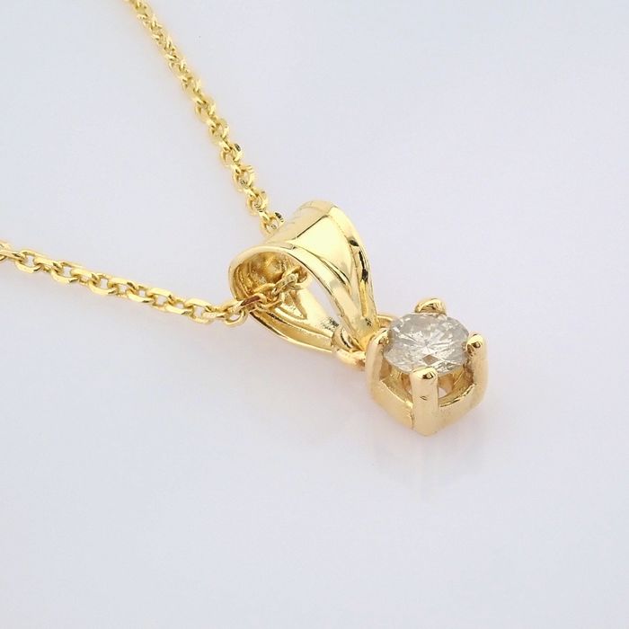 Certificated 14K Yellow Gold Diamond Pendant / Total 0.3 ct - Image 5 of 10