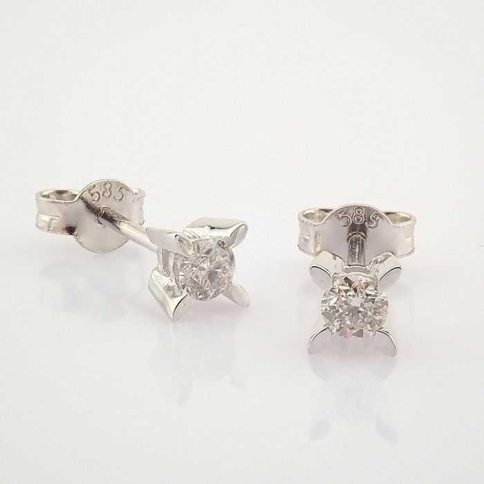 Certificated 14K White Gold Diamond Earring / Total 0.24 ct - Image 3 of 7