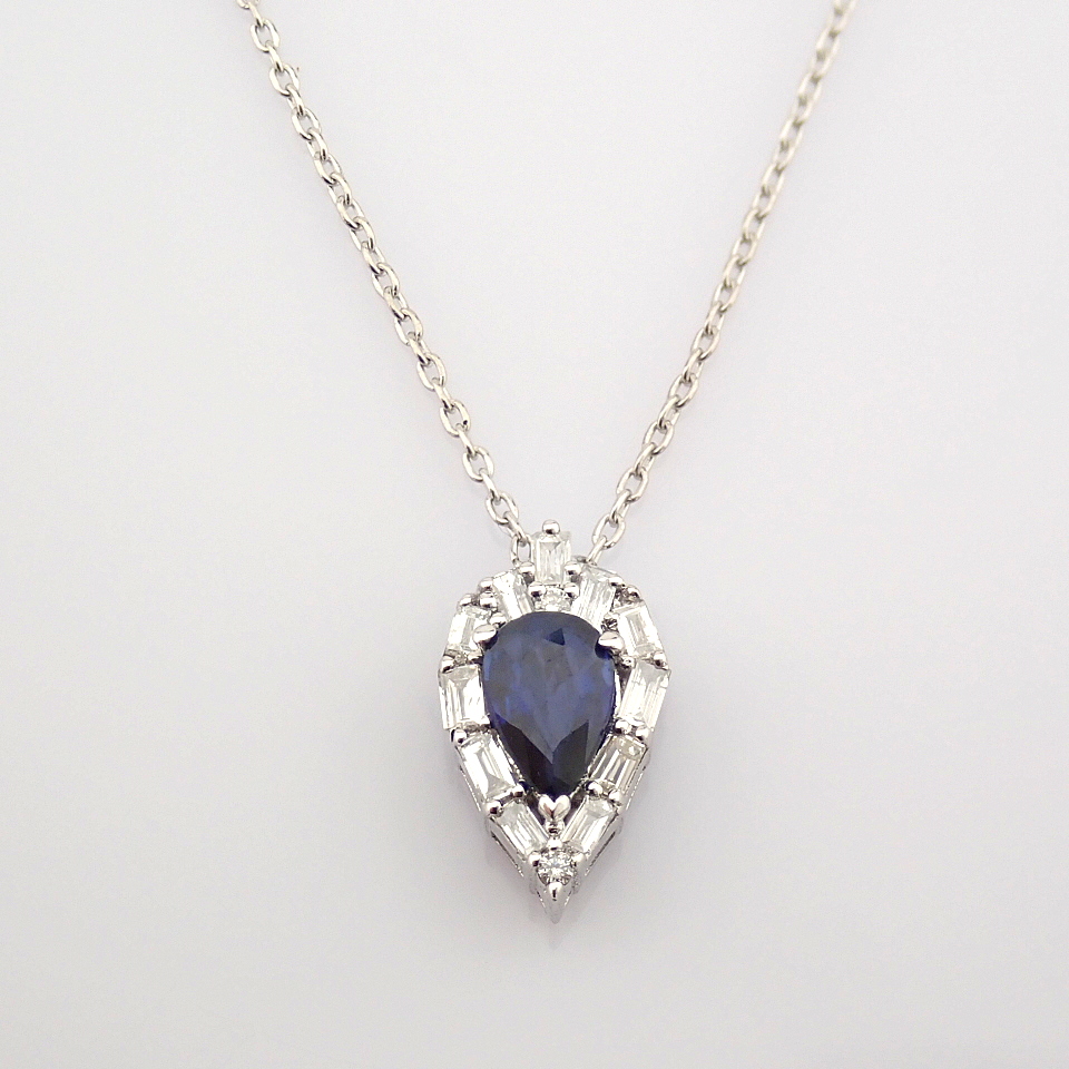 Certificated 14K White Gold Diamond & Sapphire Necklace / Total 0.51 ct - Image 2 of 8