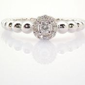 Certificated 14K White Gold Diamond Ring / Total 0.12 ct