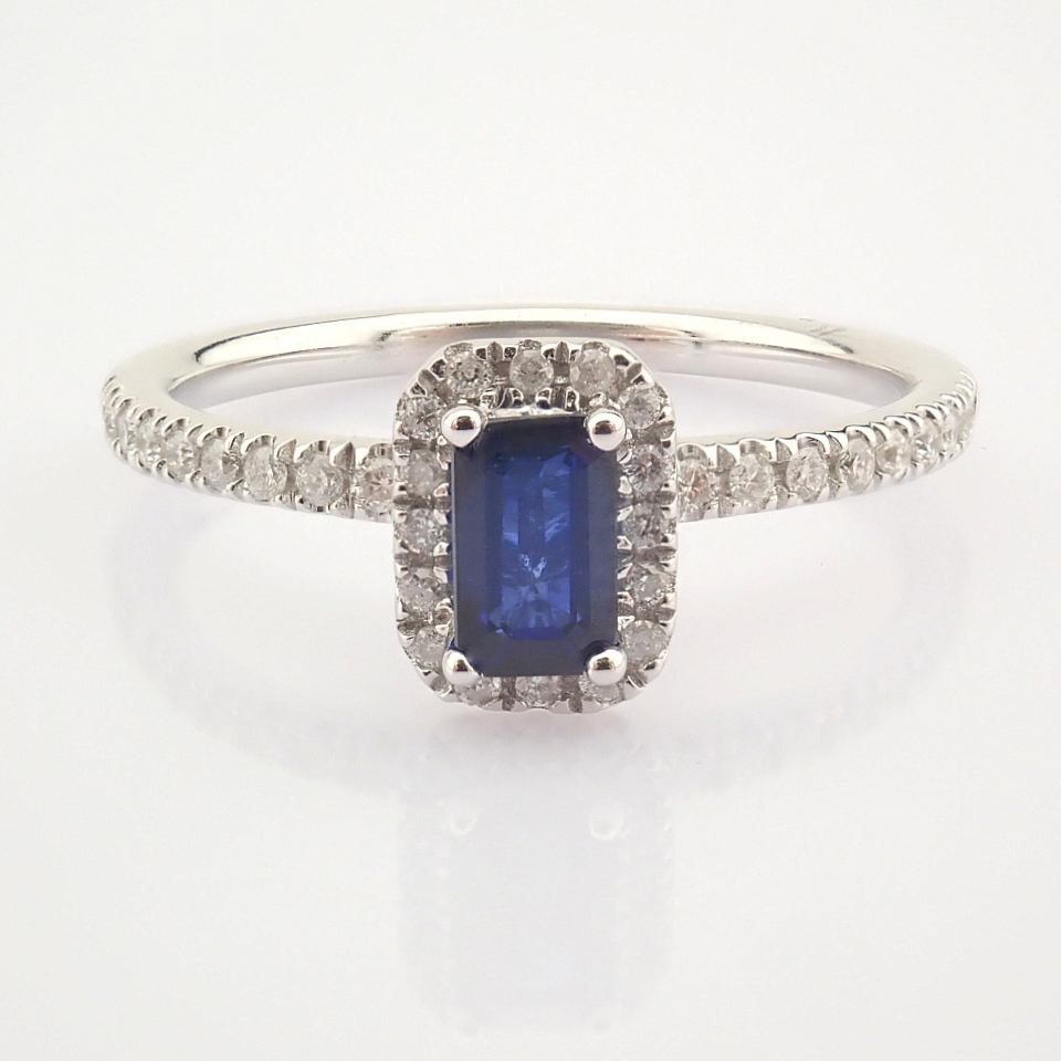 Certificated 14K White Gold Diamond & Sapphire Ring / Total 0.63 ct - Image 4 of 9