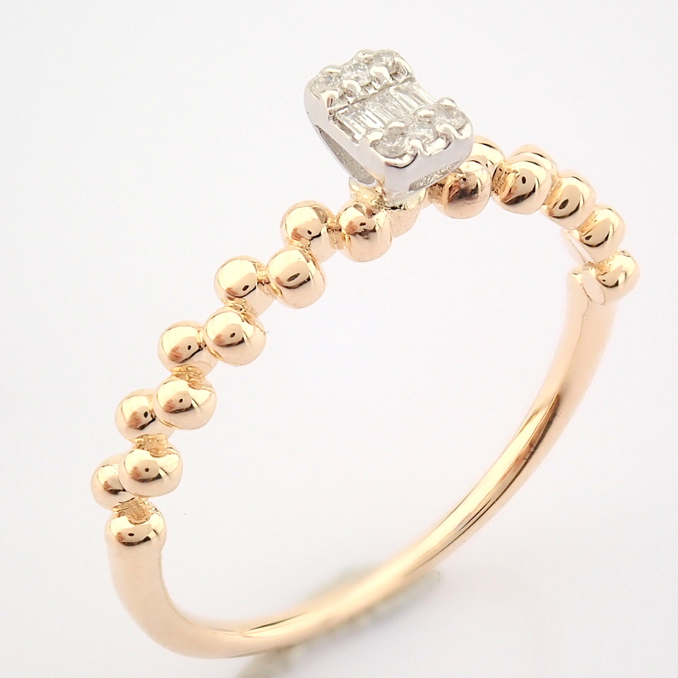 Certificated 14K Rose/Pink Gold Diamond Ring / Total 0.05 ct - Image 3 of 9