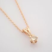 Certificated 14K Rose/Pink Gold Diamond Solitaire Necklace / Total 0.1 ct