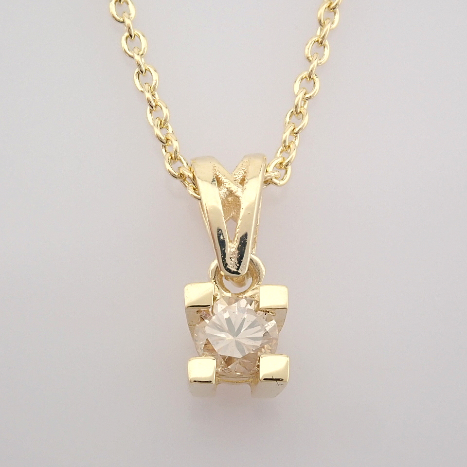 Certificated 14K Yellow Gold Diamond Solitaire Necklace / Total 0.1 ct - Image 4 of 8