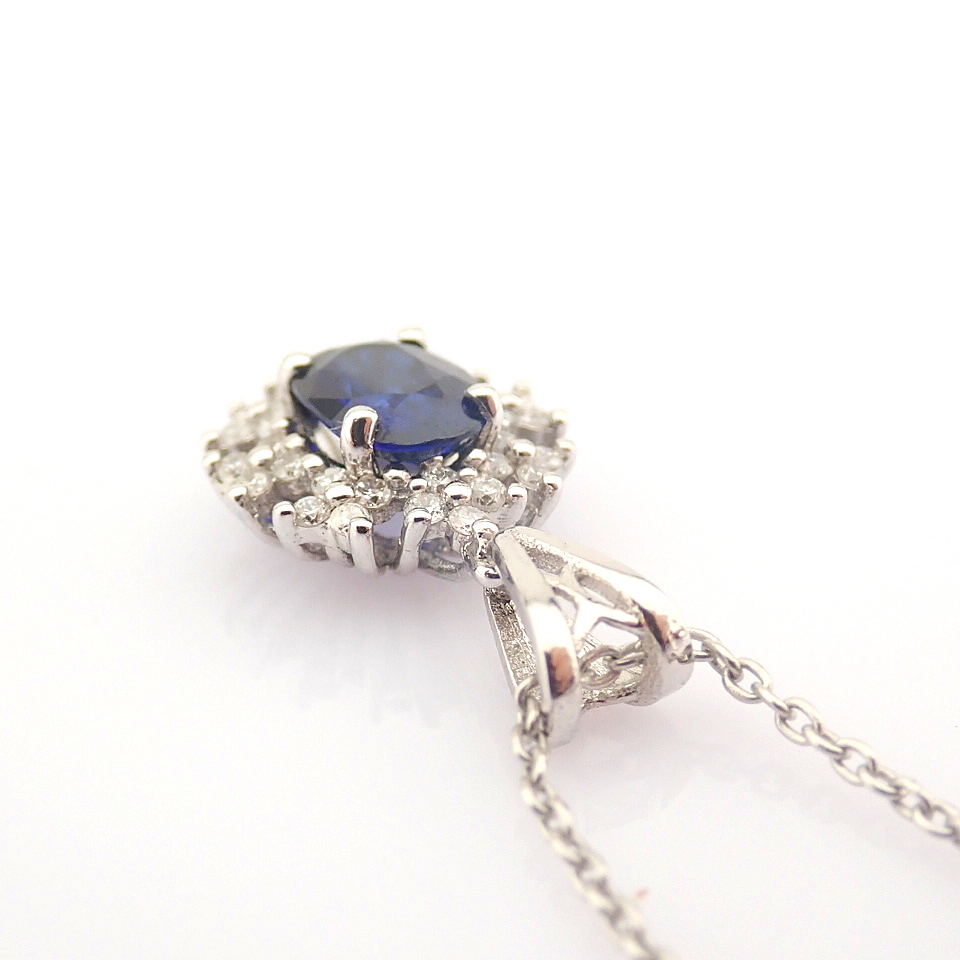 Certificated 18K White Gold Diamond & Sapphire Necklace / Total 0.7 ct - Image 2 of 6