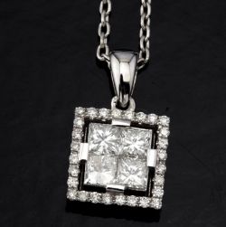 Certificated 14k White Gold Diamond Necklace / Total 0.5 ct