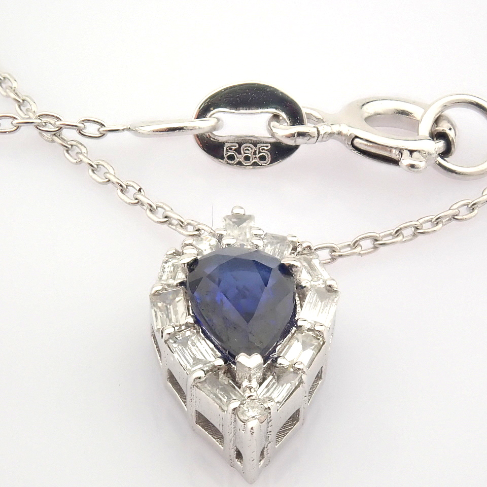 Certificated 14K White Gold Diamond & Sapphire Necklace / Total 0.51 ct - Image 6 of 8