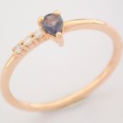 Certificated 14K Rose/Pink Gold Diamond & Sapphire Ring / Total 0.23 ct