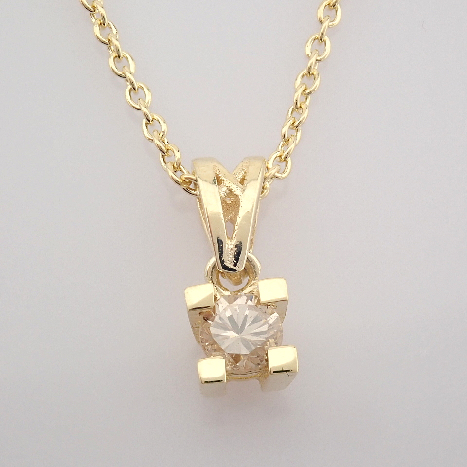 Certificated 14K Yellow Gold Diamond Solitaire Necklace / Total 0.1 ct - Image 3 of 8