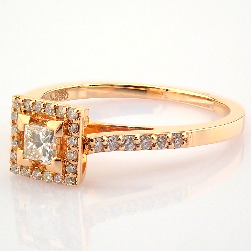 Certificated 14K Yellow and Rose Gold Diamond Ring / Total 0.27 ct - Image 4 of 6